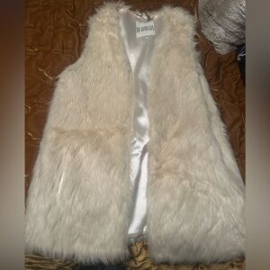 BB Dakota Shimmering White Faux Fur Jacket